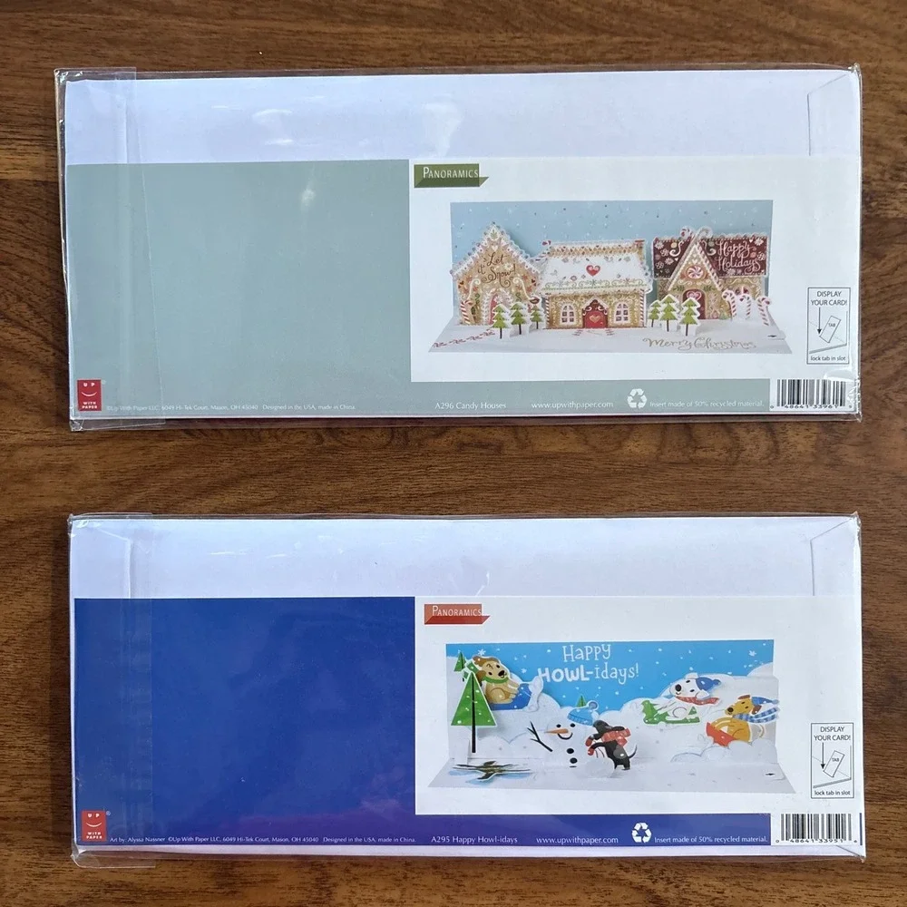 Up With Paper Panoramics Christmas Holiday Greeting Card Candy Houses Howl-idays